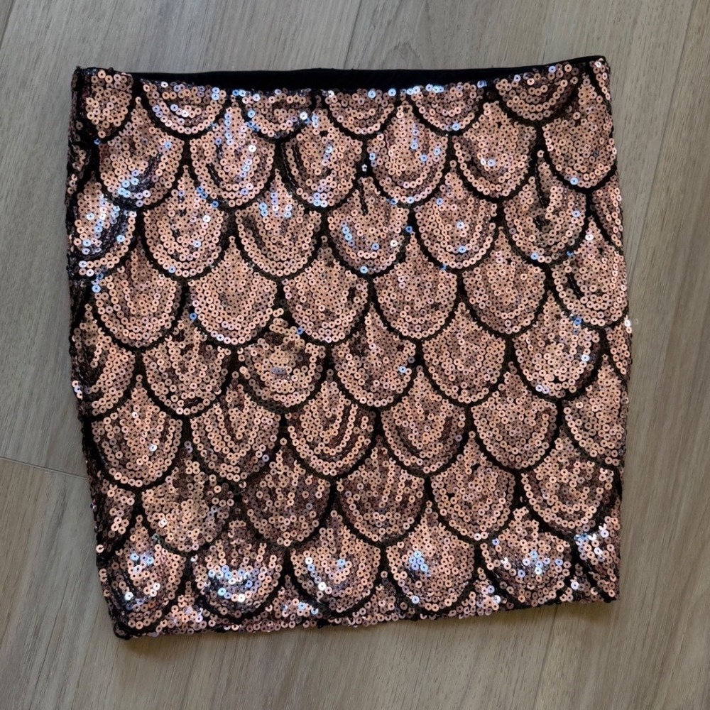 Lily Rose Rose Gold Sequin Mermaid Scale Mini Skirt Medium Bodycon Party